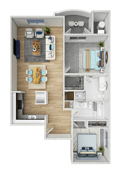 a floor plan of a house with a bedroom and a living room